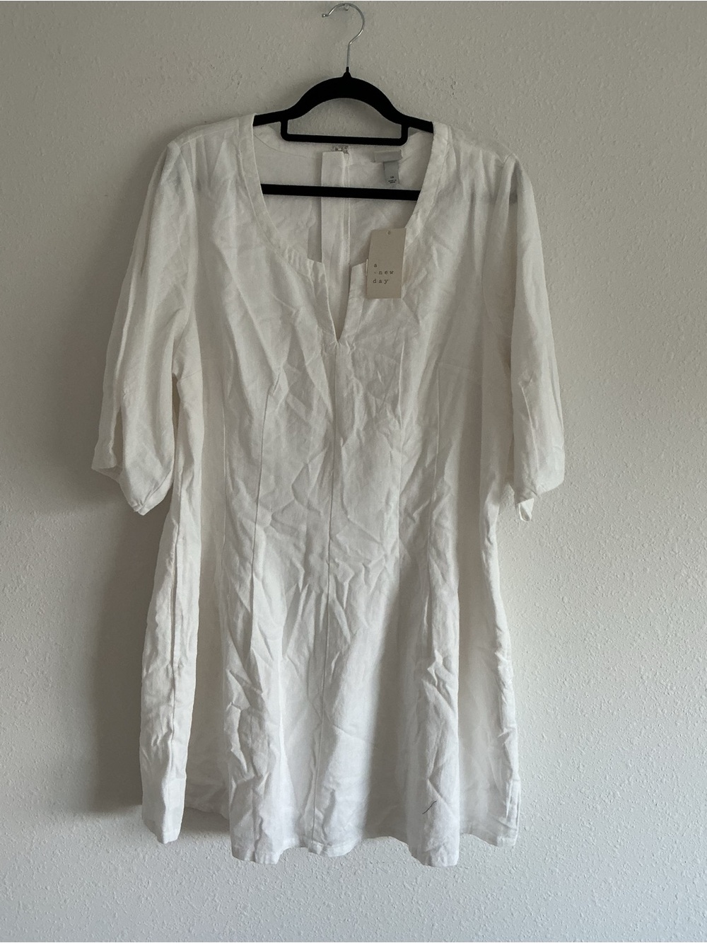 a new day White Linen-Blend Mini Tunic Dress